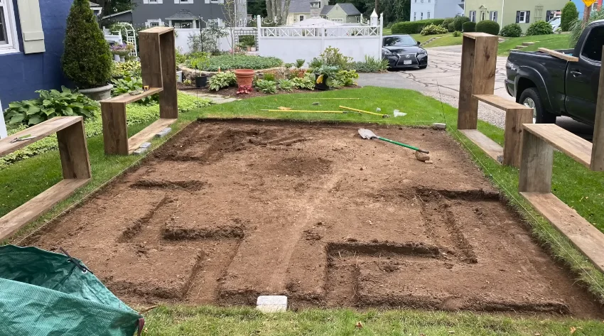 soil prepared for raised garden bed