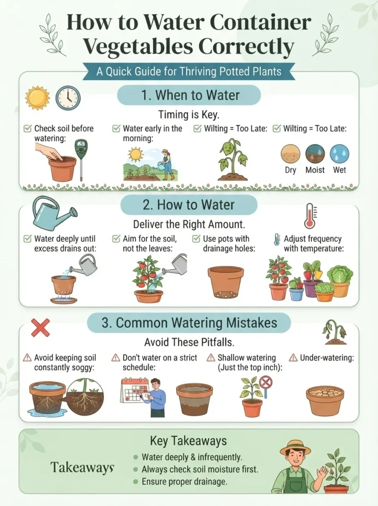 How to water vegetables in container